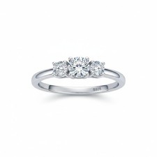 3 Stone Engagement Rings 14k White Gold Cheap Diamond On Silver Size L-U