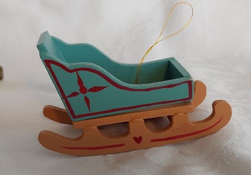 Vintage wooden santa sleigh - santa,