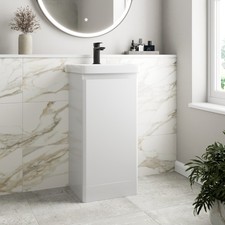 Bathroom Cloakroom Vanity Unit Wash Basin Cabinet Cupboard Storage White 400mm