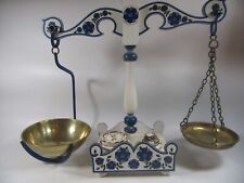 Mid century 1970s Taunton Vale Kitchen Scales With Weights & Brass Pans .