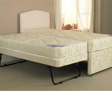  3FT SINGLE GUEST BED, 3 IN 1 DIVAN TRUNDLE, 2 x MATTRESSES + HEADBOARD  