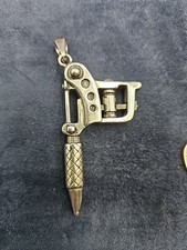 Tattoo Gun Silver Tone Pendant