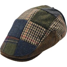 Men's multicoloured Patchwork Flat Cap Multipattern Vintage Newsboy Hat Style