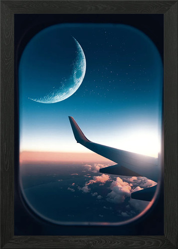 Plane window view - , framed