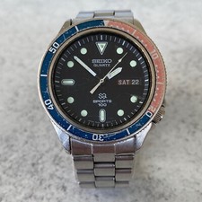 1979 Seiko SQ Sports 7546-6040 Pepsi Bezel Quartz Day/Date Vintage Watch