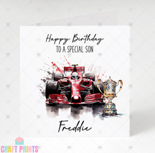 Personalised F1 Formula 1 16th 18th 21st 30th Birthday Card for Son Nephew etc
