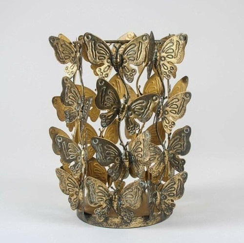 Gold metal butterfly votive - 3d,
