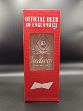 Official Budweiser Pint Glass With Offical Beer Of England Presentation Box- New