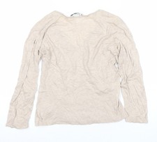 John Smedley Women’s Beige Cotton V-Neck Long Sleeve Top M
