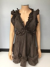 Spendlove Womens Dress Size 10 Brown Ruffles Skater Sleevless