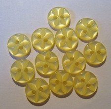 12 x YELLOW Flat Back 2 Hole