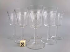 6 Edwardian Sherry Port Glasses. Lady Hamilton Pall Mall. Etched. VTG. 75ml 4.5"