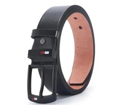 Mens Genuine Leather Belt Belts Real New Buckle For Trouser Jeans Black Brown UK