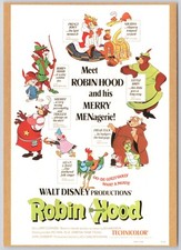 Disney Robin Hood Postcard Pyramid Movie Poster Print Merry Men Friar Tuck