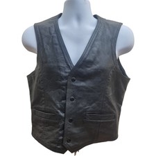 Fair Real Leather Waistcoat Men's M Black Genuine Leather Sleeveless