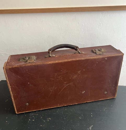 Vintage old leather suitcase - old,