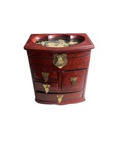 Antique Oriental Lacquered Cabinet Top Trinkets  Rose Wood Carved collectors