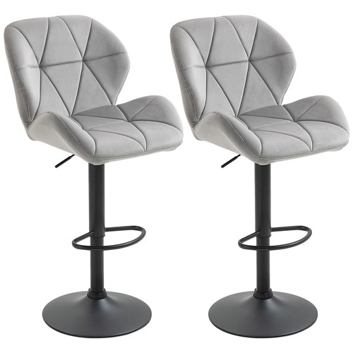 Homcom velvet bar stools set - velvet,