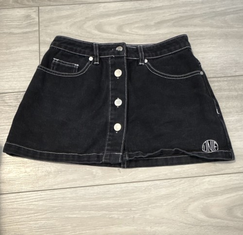 Unif black denim mini skirt - skirt, s