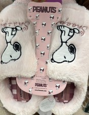Peanuts Snoopy Pink Fluffy Slippers Sizes UK 3-8