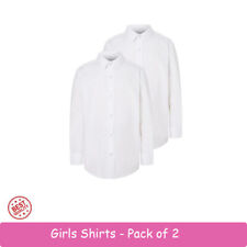 Girls 2 Pack Long Sleeve Shirts Blouse Stay White Age 7 to 18 School Uniform