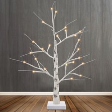 LED Birch Twig Tree White Brown Pre-Lit Christmas Celebration Mains & Battery