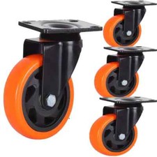 1x SWIVEL ORANGE PU CASTOR