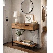Rustic oak console table - oak, 2