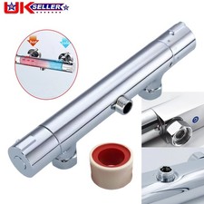 Modern Thermostatic Exposed Bar Shower Mixer Valve Tap Chrome Bottom 1/2" Outlet