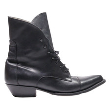 BUFFALO Lace-Up Boots Black Leather Womens UK 7
