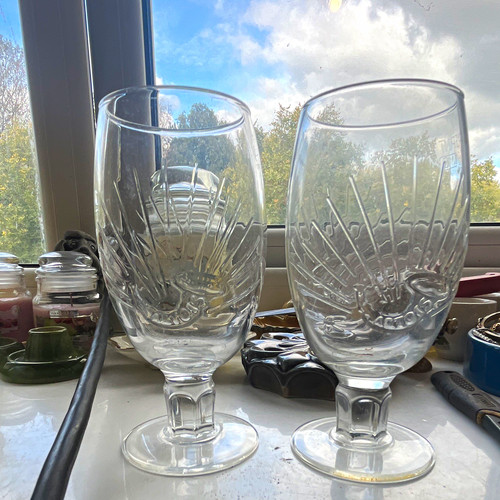 Clear glass stemmed beer - 2x,