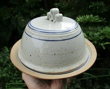Great French Country Studio Pottery Grey Blue Glaze Earthenware Cheese Dome Bell