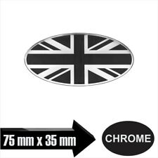 3D Oval Gloss Sticker Domed Gel Motorcycle Car Decal Badge Chrome Silver GB UK