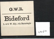Great Western Railway. GWR - Luggage Label  (1950) Bideford LSWR via Barnstaple