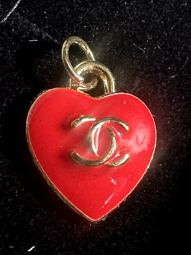 Chanel red heart button charm - chanel,