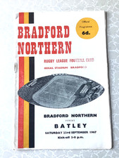 Bradford Northern v Batley Rugby League Programme 23rd September 1967