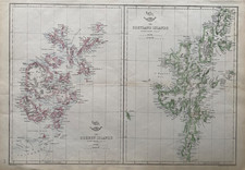 1863 Antique map : The Shetland & Orkney Islands - Dispatch Atlas - by Weller