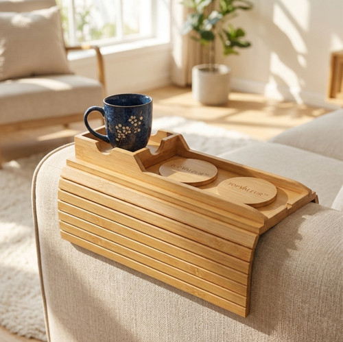 Topvaleur sofa arm tray bamboo - topvaleur,