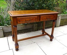 Antique Style Mahogany Two Drawer Hall Console Side Table Excellent
