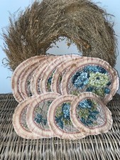 1930 Antique Handmade Table Placemats Casters Set Hydrangea Floral #cottagecore