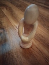 Sculpture Mother & Child Hand Carved Besmo African Soapstone Smooth  Kneeling VG