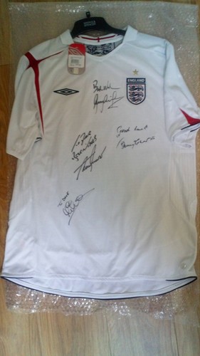 England shirt signed bobby - signed, by
