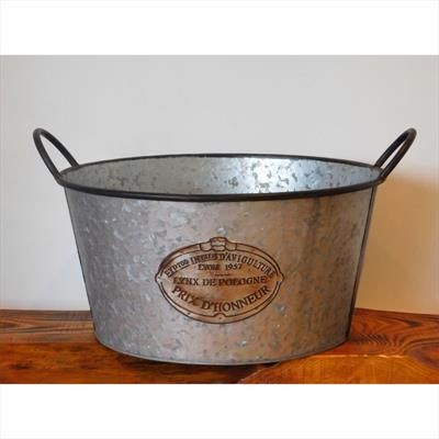 Zinc metal bowl bucket 38cm - bowl,