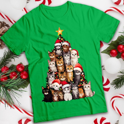 Cat christmas shirts tree - cat,