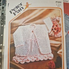 Copy Peter Pan Crochet Pattern 344 Baby Coat  16-20" filet shell DK