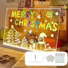 LED Note Board with Night Light 7 Pens-Kids Drawing & Message Board Xmas Gifts