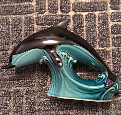Poole pottery dolphin wave - pottery, on