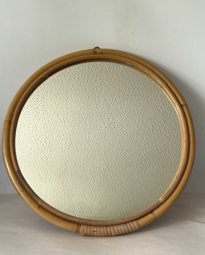 Vintage bamboo wall mirror - vintage,