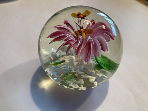 Vintage glass pink flower - vintage,