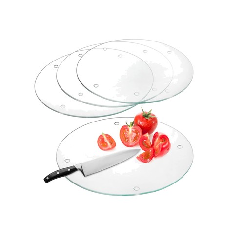 Round glass chopping board - 4x,